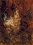 Jozsef Rippl-Ronai Cock and Hens oil painting on canvas